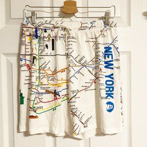 New York MTA Pajama Shorts NYC Subway Map Shorts 100% Cotton Size L